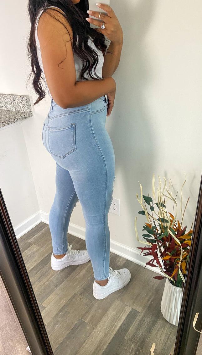 Unmatched Sky Blue Distress Denim