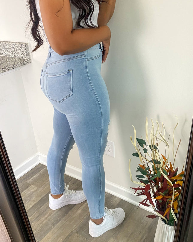 Unmatched Sky Blue Distress Denim