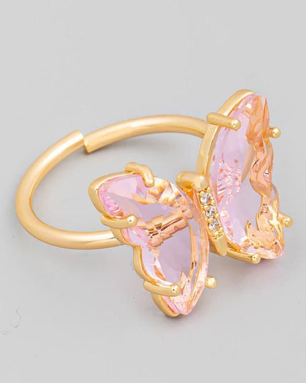 Sweet Dreams Butterfly Ring (Pink/Green)