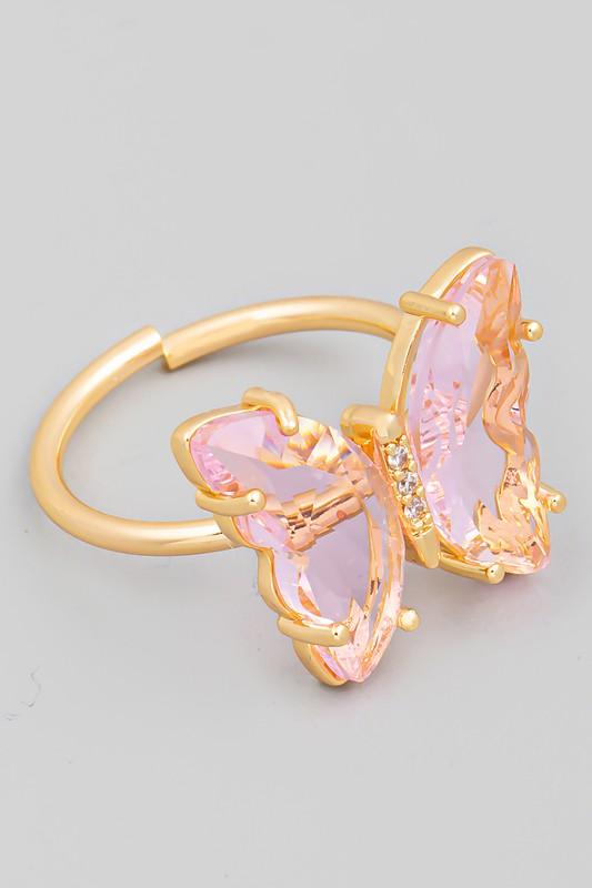 Sweet Dreams Butterfly Ring (Pink/Green)