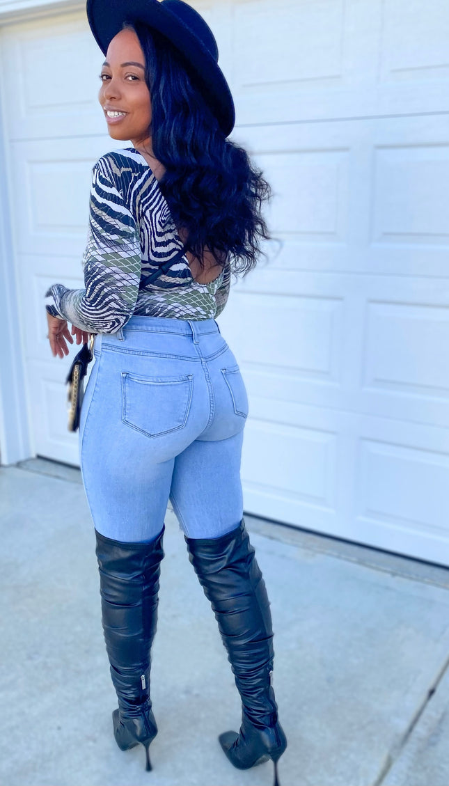Unmatched Olive and Black Deep Cut Bodysuit