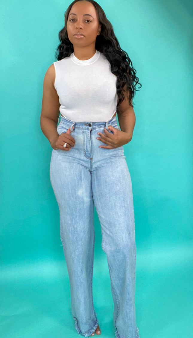 Unmatched Wide Leg Denim - Stone Wash