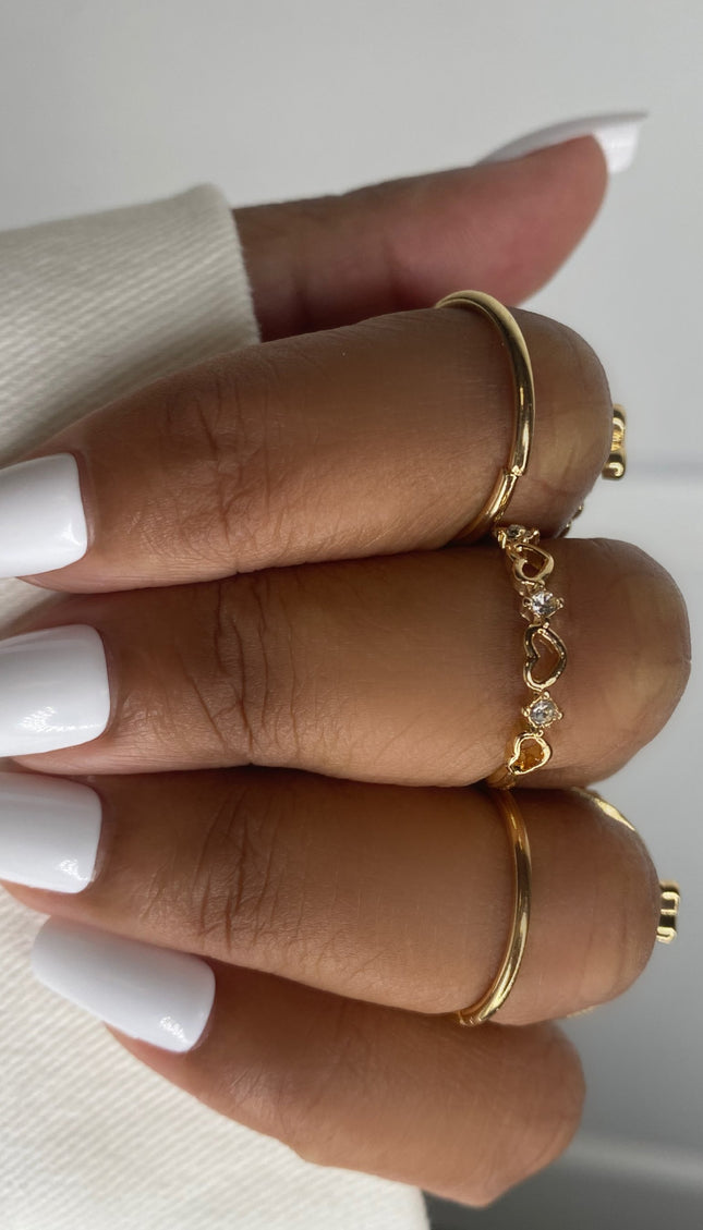 Unmatched Heart Pave Ring Set - Size 7