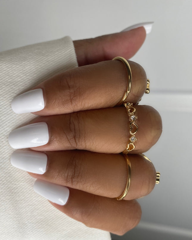 Unmatched Heart Pave Ring Set - Size 7