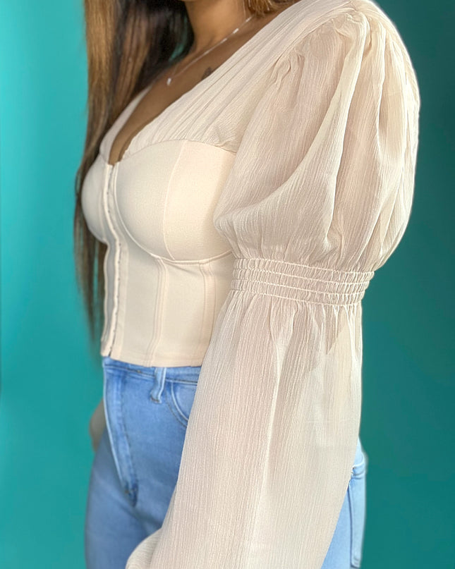 No Second Chances V-Neck Corset Blouse