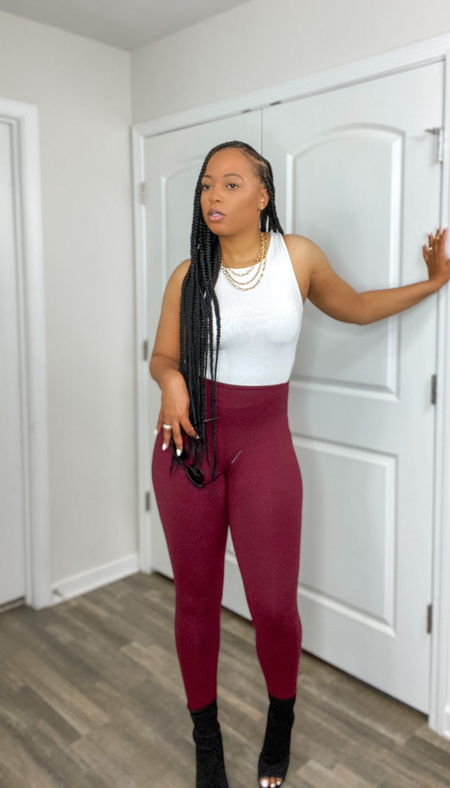 Unmatched Microfiber Leggings Only - Burgundy