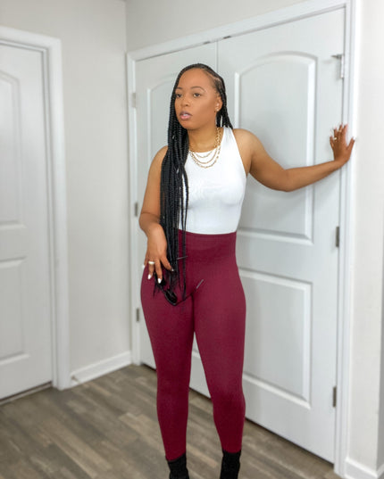 Unmatched Microfiber Leggings Only - Burgundy