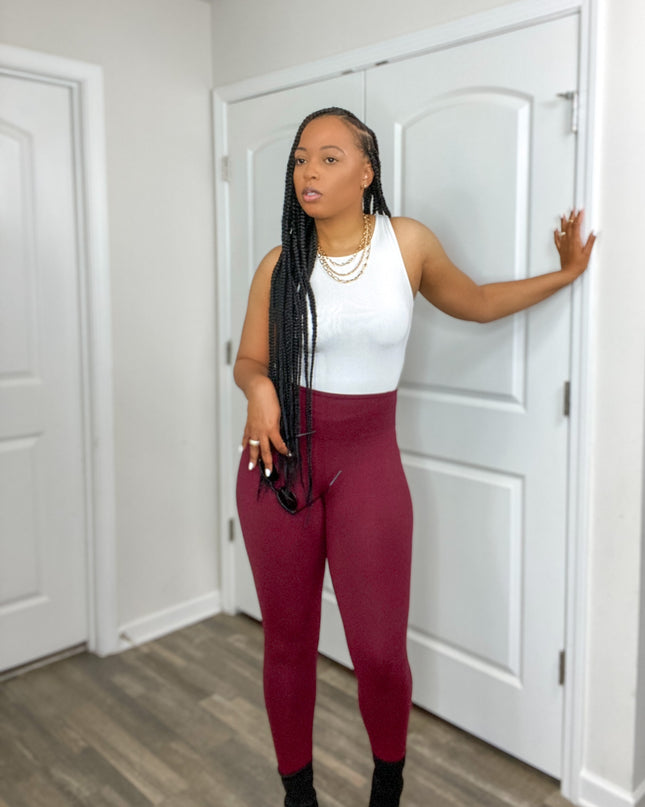 Unmatched Microfiber Leggings Only - Burgundy