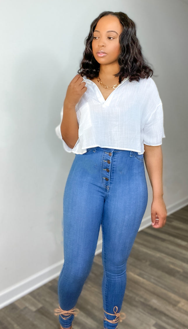 Unmatched Buttoned With Love High Waist Denim
