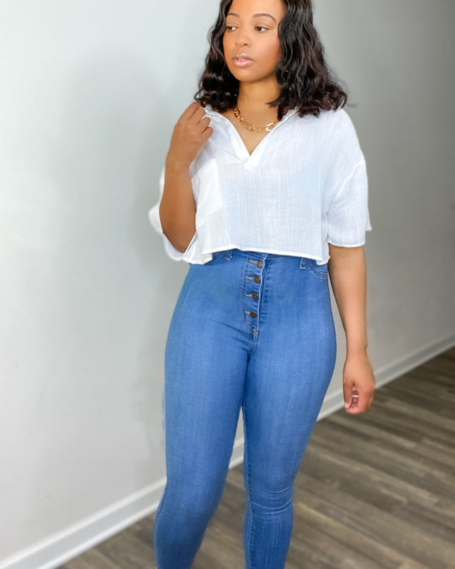 Unmatched Buttoned With Love High Waist Denim