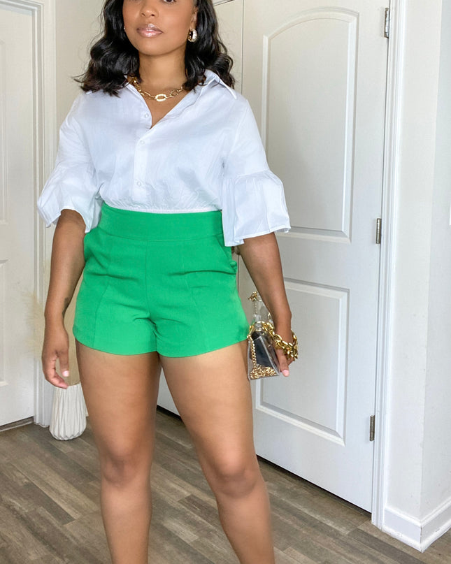 Unmatched High Rise Pocket Shorts - Kelly Green
