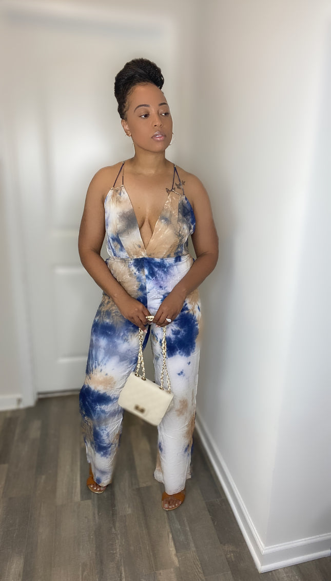 The Unmatched Romantic Summer Jumpsuit (Blue/Tan)