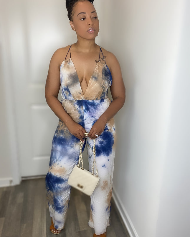 The Unmatched Romantic Summer Jumpsuit (Blue/Tan)