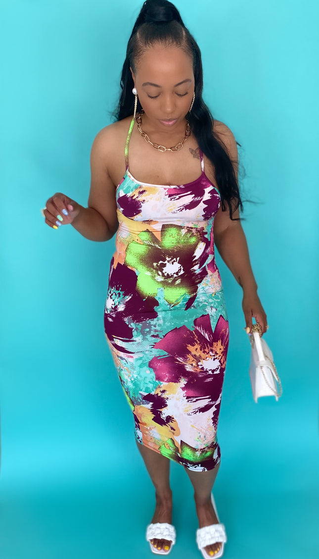 Paradise Midi Dress - Purple Multi