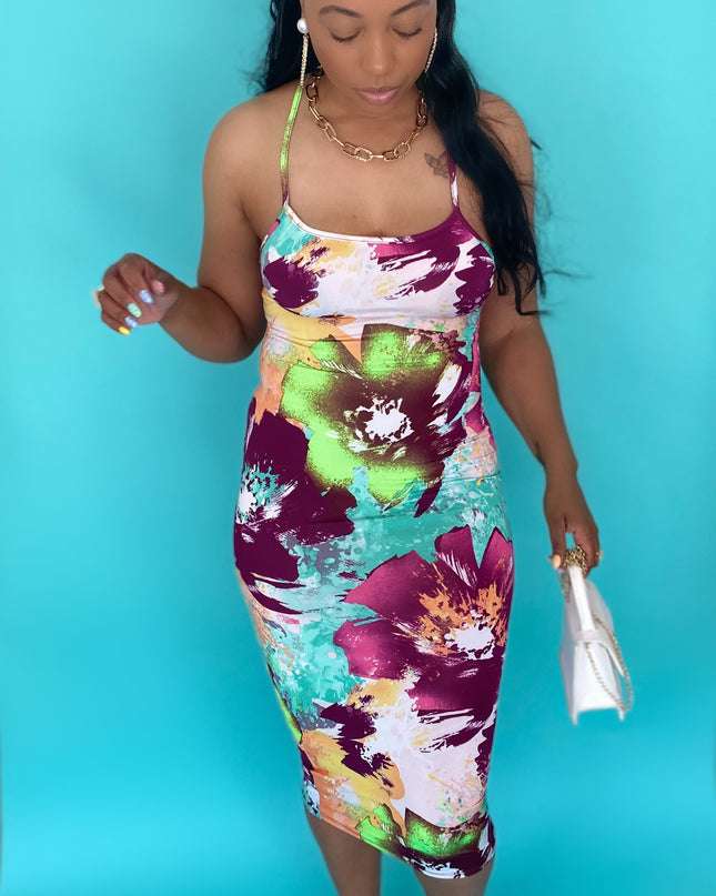 Paradise Midi Dress - Purple Multi