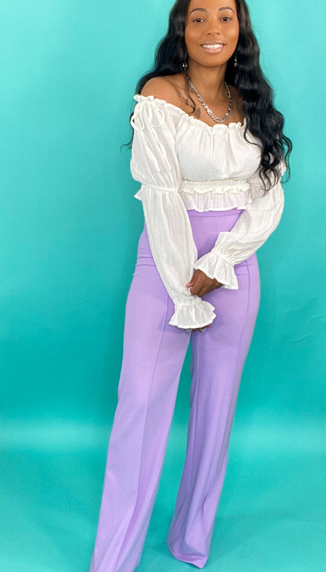 Unmatched Wide Leg Dress Pant - Lavendar