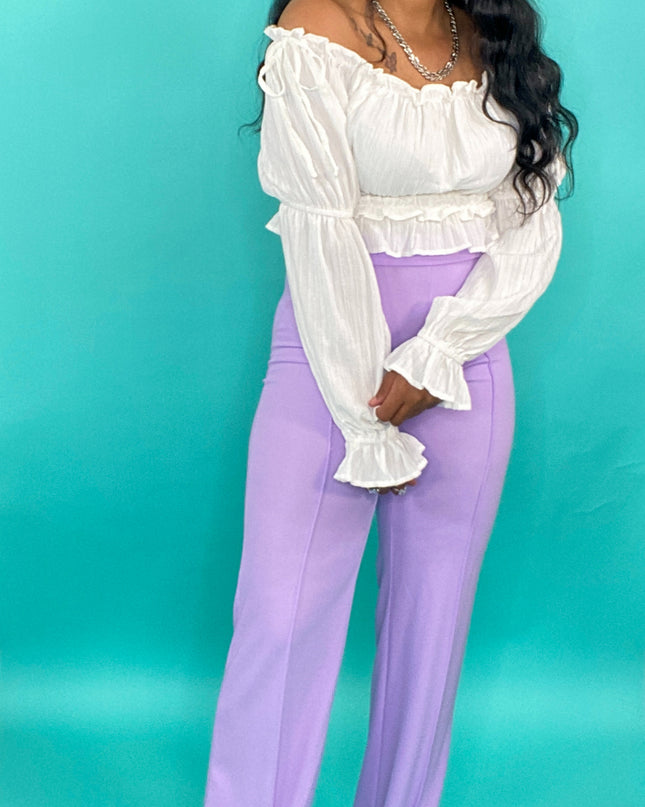 Unmatched Wide Leg Dress Pant - Lavendar