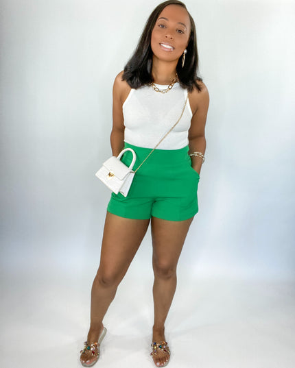 Unmatched High Rise Pocket Shorts - Kelly Green