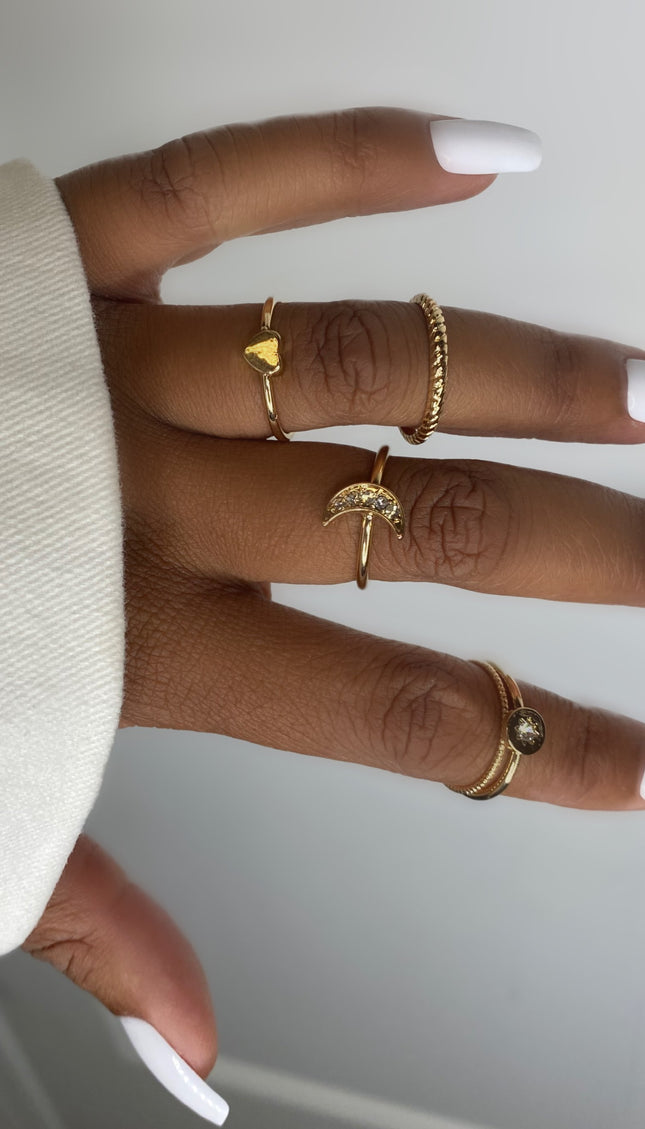 Unmatched Moon Ring Set - size 7