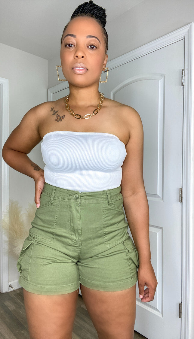 High Waist Cargo Shorts