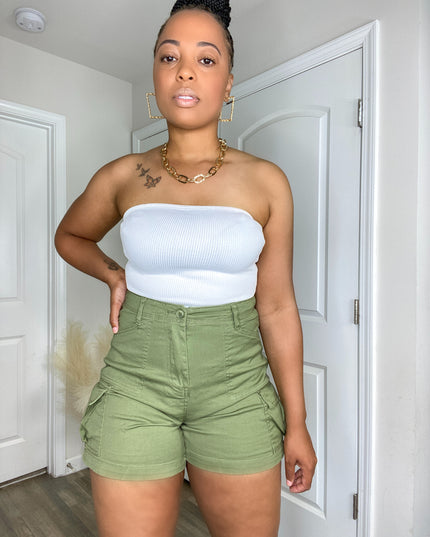 High Waist Cargo Shorts