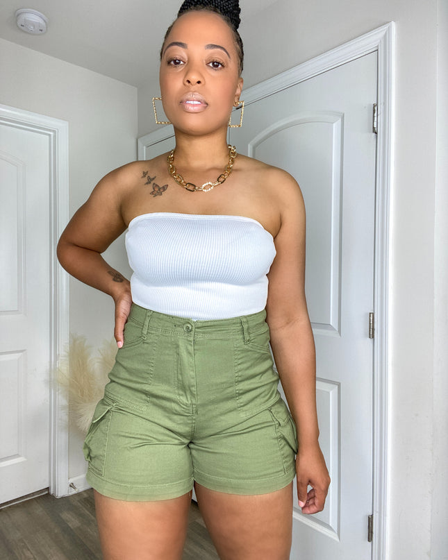 High Waist Cargo Shorts