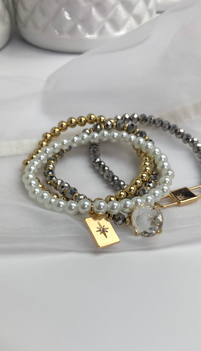 Unmatched Lock Charmed Beaded Bracelet