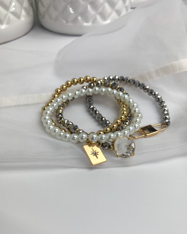 Unmatched Lock Charmed Beaded Bracelet