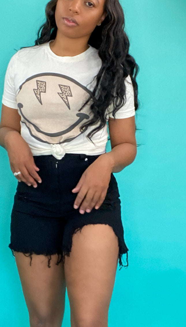 Unmatched Leopard Smiley Tee