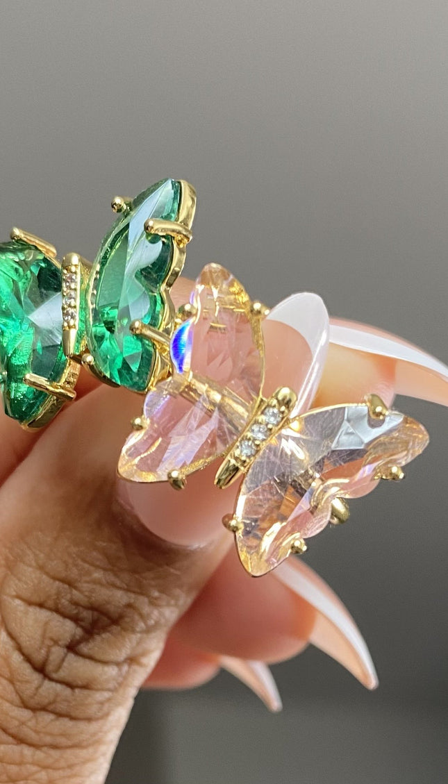 Sweet Dreams Butterfly Ring (Pink/Green)