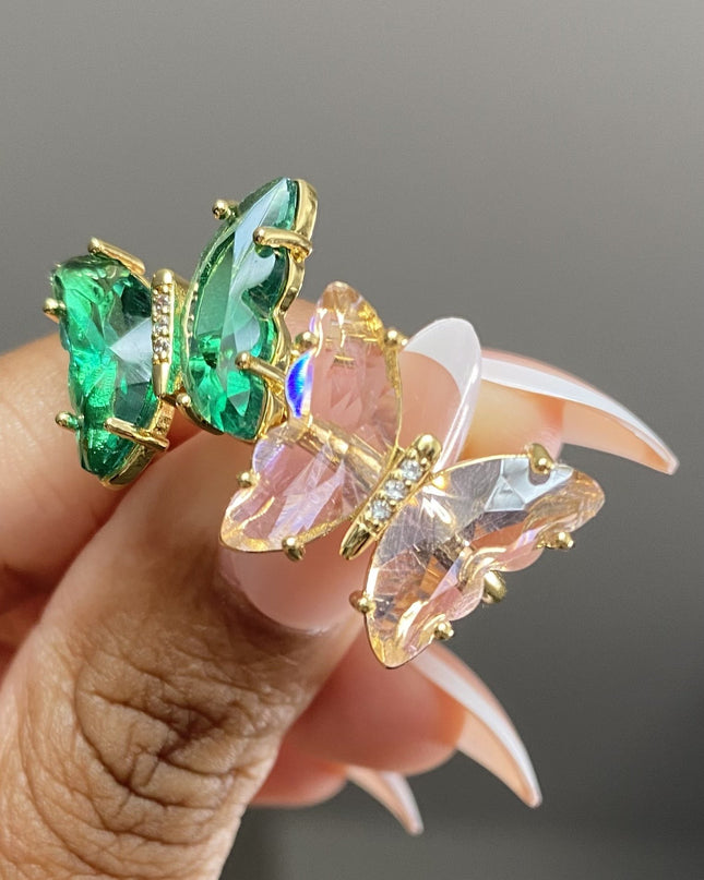 Sweet Dreams Butterfly Ring (Pink/Green)