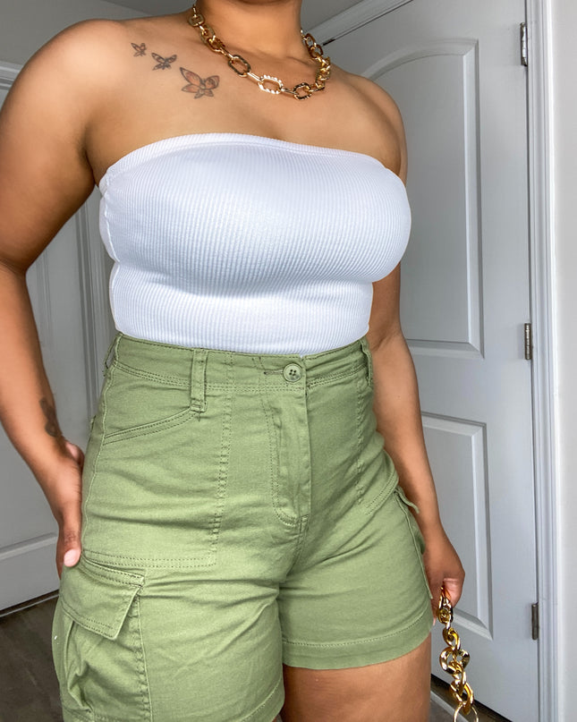 High Waist Cargo Shorts