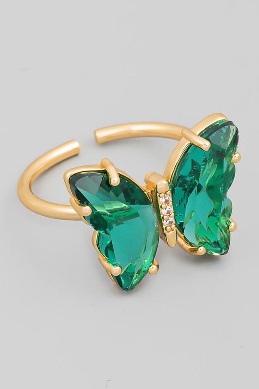 Sweet Dreams Butterfly Ring (Pink/Green)