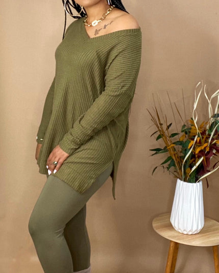 Olive Thermal Sweater Legging Set
