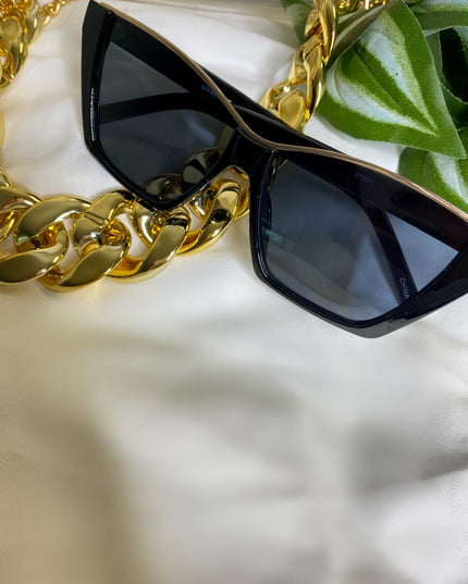 Up For Anything Sunglasses - Black/Gold Trim