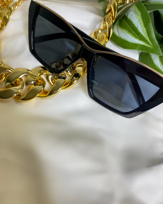 Up For Anything Sunglasses - Black/Gold Trim