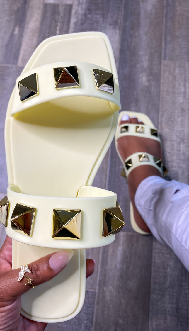 Unmatched Studded Slide - Buttercup