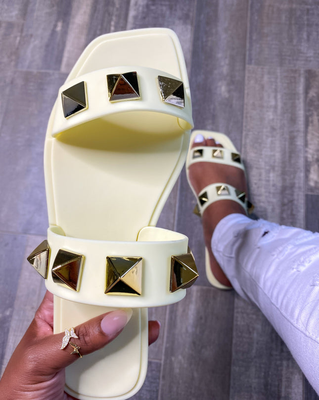 Unmatched Studded Slide - Buttercup