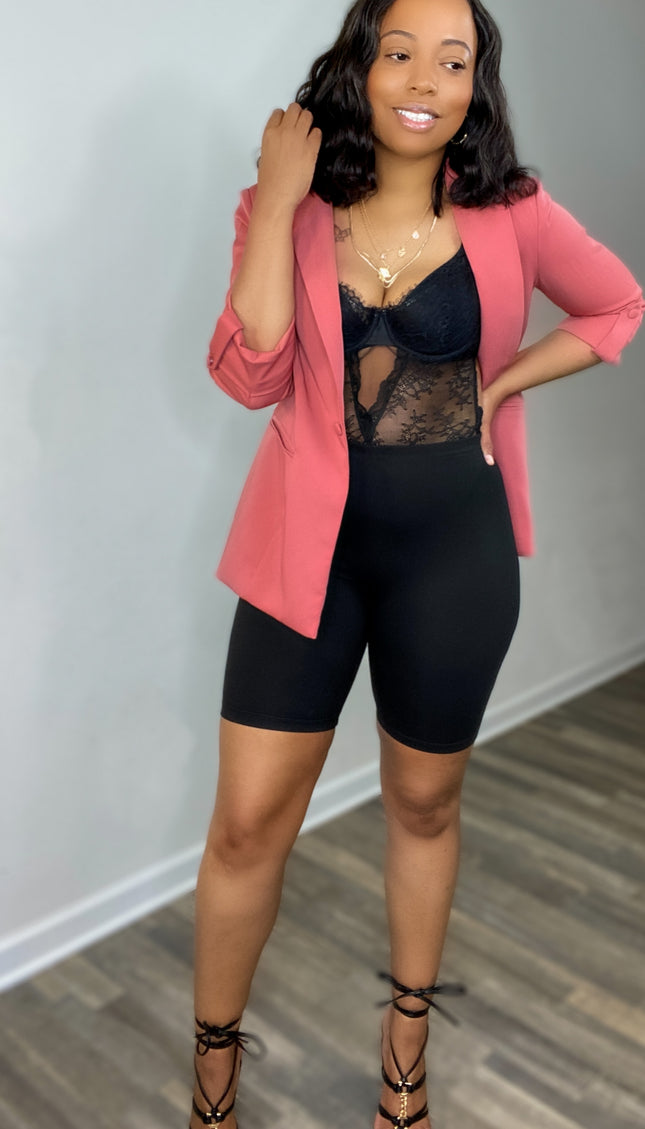 Unmatched Button Blazer- Mauve