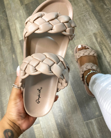 Unmatched Braided Slide - Taupe
