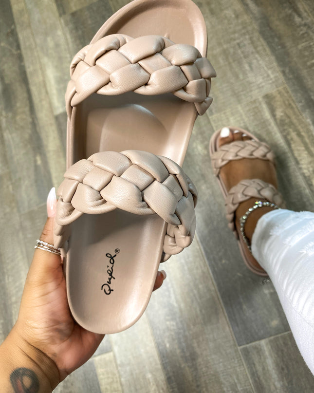Unmatched Braided Slide - Taupe
