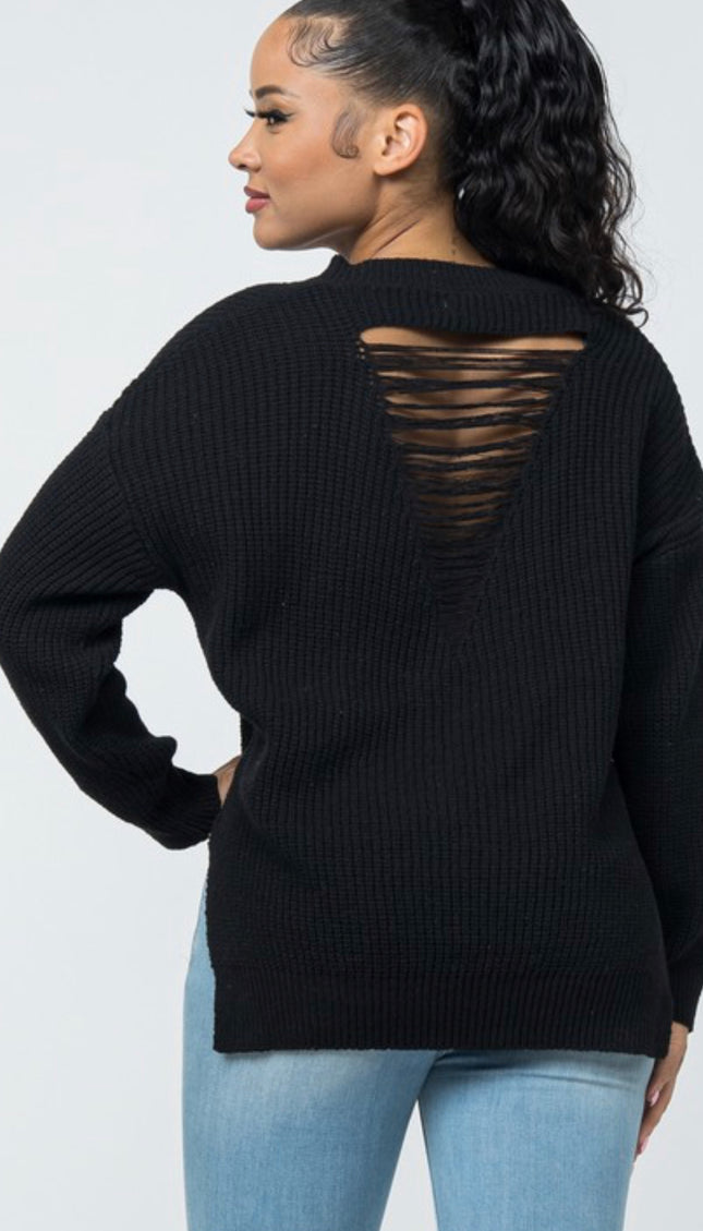 Unmatched Cozy V-Neck Sweater - Black