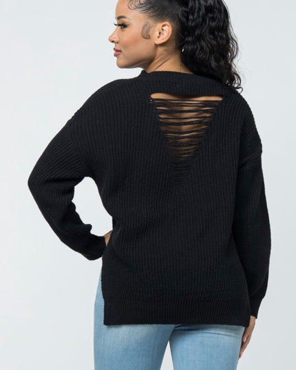 Unmatched Cozy V-Neck Sweater - Black