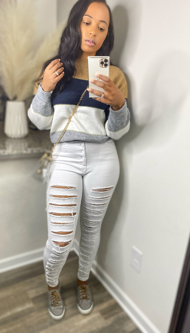 Unmatched Cozy Multi-Colored Striped Sweater