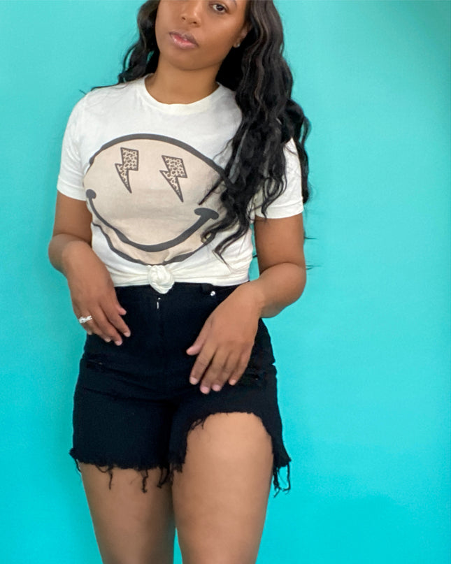 Unmatched Distressed High-Rise Shorts - Black